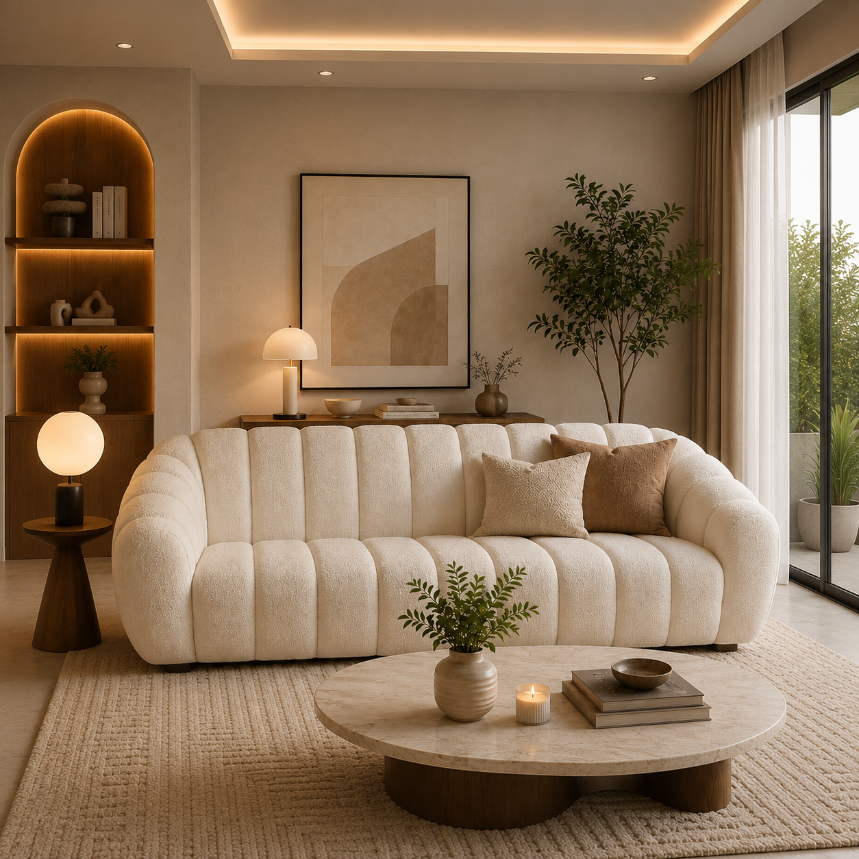 Modern Curved Bouclé 3 Seater Sofa | Premium Custom Made Sofa – 3A Homes