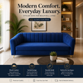 Royal Blue Velvet Curved Sofa – Customizable Luxury 3 Seater Living Room Sofa