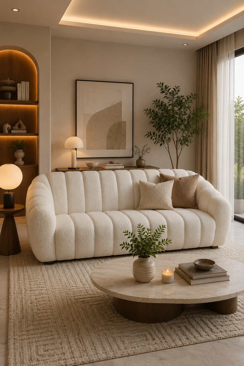 Modern Curved Bouclé 2 Seater Sofa | Premium Custom Made Sofa – 3A Homes