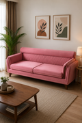 Modern Pink Velvet 3 Seater Sofa | Luxury Contemporary Living Room Couch (Full Customization))