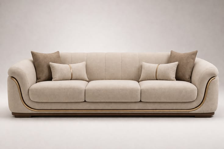 Luxe Curved 3-Seater Sofa | Premium Upholstered Designer Sofa for Modern Living Rooms